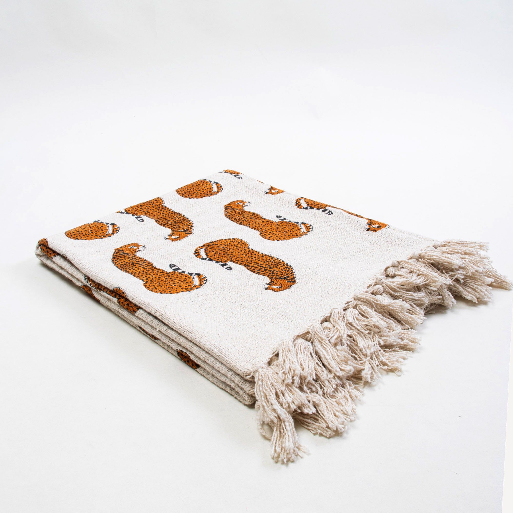 Soft Premium Brown Tiger Block Print Throw Blankets For Sofas